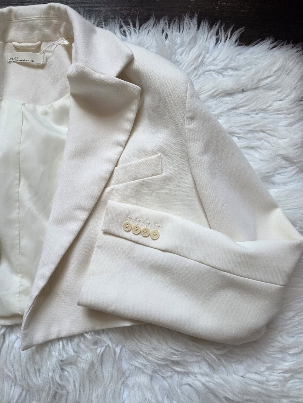 OAK + FORT Cropped Cream Blazer Jacket - Picture 4 of 7